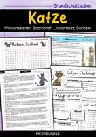 Vorschau - Arbeitsblätter - Katze MEGABUNDLE - Wissenskartei, Lückentext, Steckbrief, Suchsel - Deckblatt
