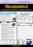 Vorschau - Arbeitsblätter - Neuseeland MEGABUNDLE - Wissenskartei, Lückentext, Steckbrief, Suchsel, Quiz - Deckblatt