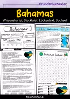 Vorschau - Arbeitsblätter - Bahamas MEGABUNDLE - Wissenskartei, Lückentext, Steckbrief, Suchsel - Deckblatt