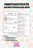 Vorschau - Arbeitsblätter - Materialpaket Adjektivnachsilben: Rechtschreibtraining Montagstexte - Deckblatt