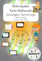 Vorschau - Stationenlernen - Materialpaket: Mathematik Kartei Sachrechnungen/ Sachaufgaben - Deckblatt