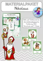 Vorschau - Unterrichtsreihen - Materialpaket Nikolaus - Lernheft und Tafelkarten - Inklusion, Förderschule, Vorschule, 1. Klasse - Deckblatt