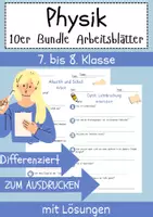 Vorschau - Arbeitsblätter - Physik Materialpaket 10 Arbeitsblätter 7. bis 8. Klasse - Deckblatt
