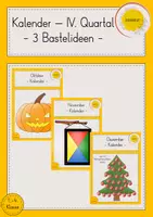Vorschau - Mal- und Bastelvorlagen - Kalender Vorlage Bastelidee Oktober November Dezember - Deckblatt