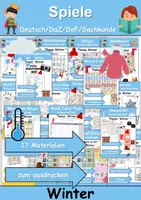 Vorschau - Unterrichtsreihen - Materialpaket - Spiele Winter - DaZ/DaF, Deutsch, Sachunterricht (Grundschule) - Deckblatt