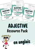 Aperçu - Feuilles d'exercices - Pack de matériaux sur les adjectifs en anglais - Page de couverture