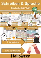 Vorschau - Unterrichtsreihen - Materialpaket - Schreiben und Sprache Thema Halloween - DaZ/DaF, Deutsch - Deckblatt