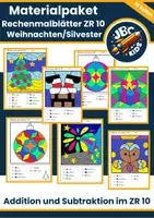 Vorschau - Mal- und Bastelvorlagen - Materialpaket: 🎄 Rechenmalblätter Weihnachten und Silvester ZR 10 - Deckblatt
