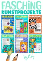 Vorschau - Stundenentwürfe - 6x Kunstprojekte für Fasching & Karneval Materialpaket - Deckblatt