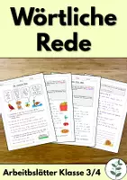 Vorschau - Arbeitsblätter - Wörtliche Rede üben - Klasse 4 (Direkte Rede) - Deckblatt