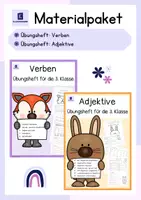 Vorschau - Unterrichtsreihen - Materialpaket: Übungshefte zu den Verben und Adjektiven (3. Klasse) - Deckblatt