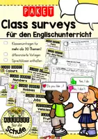 Vorschau - Arbeitsblätter - Class Surveys Englisch Grundschule – Materialpaket (Klasse 3–4) | Interviews, Speaking Activities & Arbeitsblätter - Deckblatt