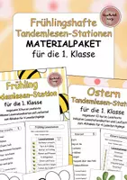 Vorschau - Stationenlernen - Materialpaket - Lesestation Klasse 1 - Frühjahr - Deckblatt