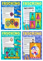 Vorschau - Mal- und Bastelvorlagen - 4x Künstler inspirierte Kunstprojekte für Fasching & Karneval - Materialpaket - Deckblatt