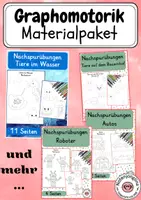 Vorschau - Mal- und Bastelvorlagen - Graphomotorik Materialpaket - Nachspuren und Ausmalen - Deckblatt