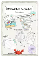 Vorschau - Arbeitsblätter - Materialpaket: Postkarten schreiben - Tafelmaterial - Arbeitsblätter - Beispielpostkarte - Deckblatt