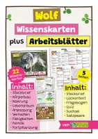 Vorschau - Stationenlernen - Wolf - Materialpaket / Sparpaket - 22 Wissenskarten und 5 Arbeitsblätter - Deckblatt