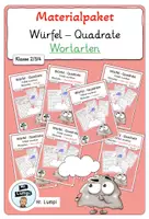Vorschau - Arbeitsblätter - Materialpaket - Würfel Quadrate - Wortarten - Deckblatt