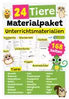 Vorschau - Arbeitsblätter - 24 Tiere Materialpaket / Sparpaket - mit Lesetext, Steckbrief, Lückentext, Suchsel, Quiz und Ausmalbildern - Deckblatt
