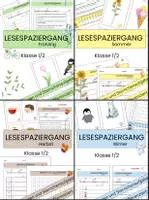Vorschau - Arbeitsblätter - 4 Lesespaziergänge für Klasse 1 & 2 "Die 4 Jahreszeiten" - Frühling, Sommer, Herbst, Winter - Deckblatt