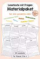 Vorschau - Unterrichtsreihen - Materialpaket: Lesetexte für das gesamte Jahr, inkl. Lösung (Klasse 2 bis 4) - Deckblatt