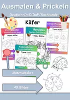 Vorschau - Mal- und Bastelvorlagen - Ausmalbilder & Prickelbilder PAKET Thema Käfer/Marienkäfer - Grundschule - Bastelvorlagen - Deckblatt
