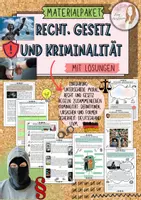 Vorschau - Arbeitsblätter - Materialpaket rundum Recht, Gesetz, Moral und Kriminalität mit Lösungen (Klasse 8 9 10 11) - Deckblatt