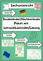 Vorschau - Arbeitsblätter - Materialpaket Vorbereitung und Lernzielkontrolle Bundesländer und Nachbarländer Deutschlands - Deckblatt