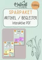 Vorschau - Stationenlernen - Materialpaket - bestimmte und unbestimmte Artikel / Begleiter - interaktive Übung - Frühling - Deckblatt