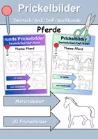 Vorschau - Mal- und Bastelvorlagen - Prickelbilder / Fensterbilder PAKET Thema Pferde - Grundschule - Bastelvorlagen - Deckblatt