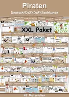 Vorschau - Unterrichtsreihen - Materialpaket - Piraten XXL Paket Wortschatzpaket - DaZ/DaF, Deutsch, Sachunterricht (Grundschule) - Deckblatt