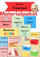 Vorschau - Arbeitsblätter - Komplettpaket Freiarbeit Deutsch Grundschule Materialpaket Wortarten Rechtschreibung - Deckblatt