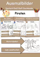 Vorschau - Mal- und Bastelvorlagen - Ausmalbilder & Mandalas PAKET - Piraten - Grundschule - Bastelvorlagen - Deckblatt