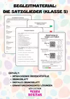Vorschau - Arbeitsblätter - Materialpaket: Begleitmaterial Thema Satzglieder - Deckblatt