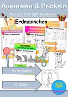 Vorschau - Mal- und Bastelvorlagen - Ausmalbilder & Prickelbilder PAKET Thema Erdmännchen - Grundschule - Bastelvorlagen - Deckblatt