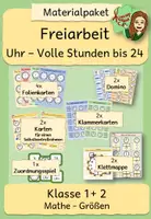 Vorschau - Stationenlernen - Freiarbeitsmaterial zum Thema Uhr - Volle Stunden bis 24 - Deckblatt