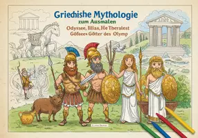 Vorschau - Mal- und Bastelvorlagen - Griechische Mythologie mit Texte zum Ausmalen - Deckblatt