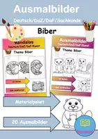 Vorschau - Mal- und Bastelvorlagen - Ausmalbilder & Mandalas PAKET Thema Biber - Grundschule - Bastelvorlagen - Deckblatt
