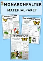 Vorschau - Arbeitsblätter - Der Monarchfalter - Sachtext, Arbeitsblätter, Bilder, Lebenszyklus - Klasse 2, 3, 4 - Deckblatt