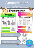 Vorschau - Mal- und Bastelvorlagen - Ausmalbilder & Mandalas PAKET Thema Erdmännchen - Grundschule - Bastelvorlagen - Deckblatt