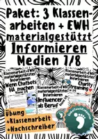 Vorschau - Klassenarbeiten - Paket: 3 Klassenarbeiten+EWH - materialgestütztes Informieren - Medien, Kl.7/8 - Deckblatt