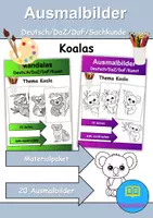 Vorschau - Mal- und Bastelvorlagen - Ausmalbilder & Mandalas PAKET Thema Koalabären - Grundschule - Bastelvorlagen - Deckblatt