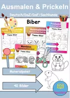 Vorschau - Mal- und Bastelvorlagen - Ausmalbilder & Prickelbilder PAKET Thema Biber - Grundschule - Bastelvorlagen - Deckblatt