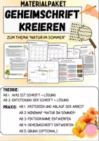 Vorschau - Unterrichtsreihen - Geheimschrift kreieren zum Thema Sommer ☀️ (Materialpaket: Theorie und Praxis) - Deckblatt