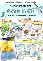 Vorschau - Stundenentwürfe - Bastelpaket: Einfache Bilder basteln Vorschule, Klasse 1, Förderunterricht oder Förderschule- Schneideübungen für Kinder - Deckblatt