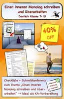 Vorschau - Arbeitsblätter - Materialpaket Inneren Monolog schreiben und überarbeiten - Deckblatt