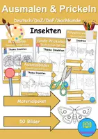 Vorschau - Mal- und Bastelvorlagen - Ausmalbilder & Prickelbilder PAKET - Insekten - Grundschule - Bastelvorlagen - Deckblatt
