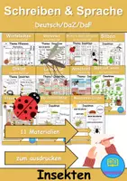Vorschau - Unterrichtsreihen - Materialpaket - Schreiben und Sprache Thema Insekten - DaZ/DaF, Deutsch - Deckblatt