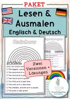 Vorschau - Arbeitsblätter - Paket Deutsch & Englisch: Lesen und ausmalen "Regenbogen" - Deckblatt