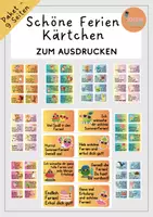 Vorschau - Poster - Materialpaket - Schöne Ferien Kärtchen - Ferienwünsche zum Schuljahresende - Deckblatt